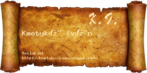 Kmetykó Iván névjegykártya